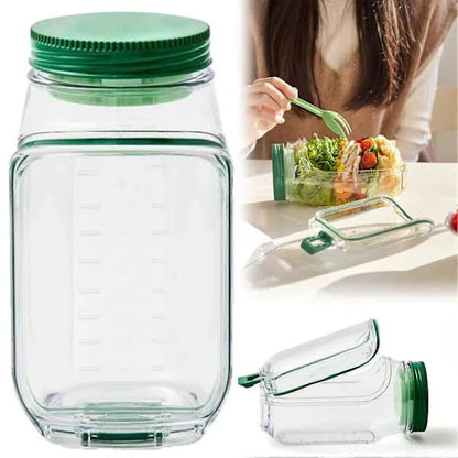 NEW Salad Container with Sauce Dressing Container, Vertical Layered Salad Container with Built-in Bowl, Portable Leak-Proof All-in-One Salad Box - Image 2