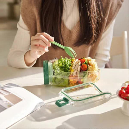 NEW Salad Container with Sauce Dressing Container, Vertical Layered Salad Container with Built-in Bowl, Portable Leak-Proof All-in-One Salad Box - Image 4