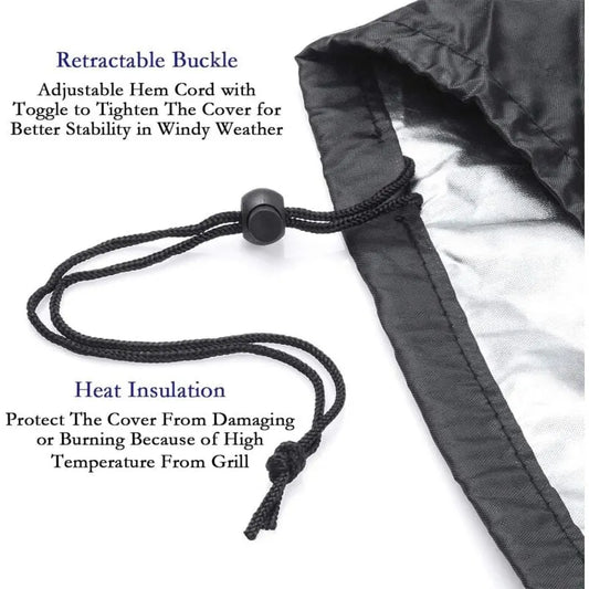 Grill Cover BBQ Protective Tarpaulin Anti-UV Anti-water Anti-moisture with Storage Bag Black (170 x 61 x 117cm) - Image 4
