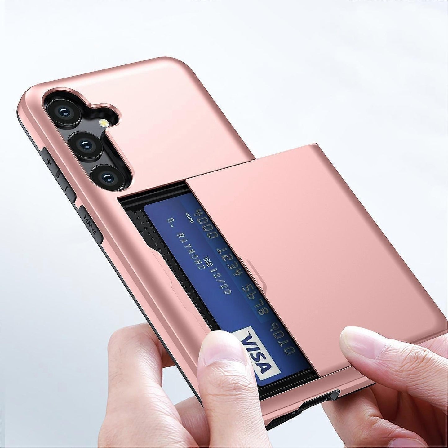 Hot Compatible with Samsung Galaxy A16 5G/4G Case with Card Holder TPU+PC Back Rose Gold - Image 3