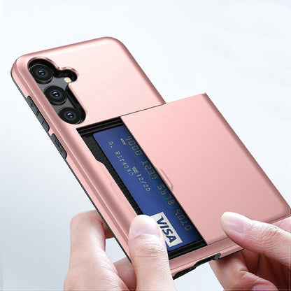 Hot Compatible with Samsung Galaxy A16 5G/4G Case with Card Holder TPU+PC Back Rose Gold - Image 3