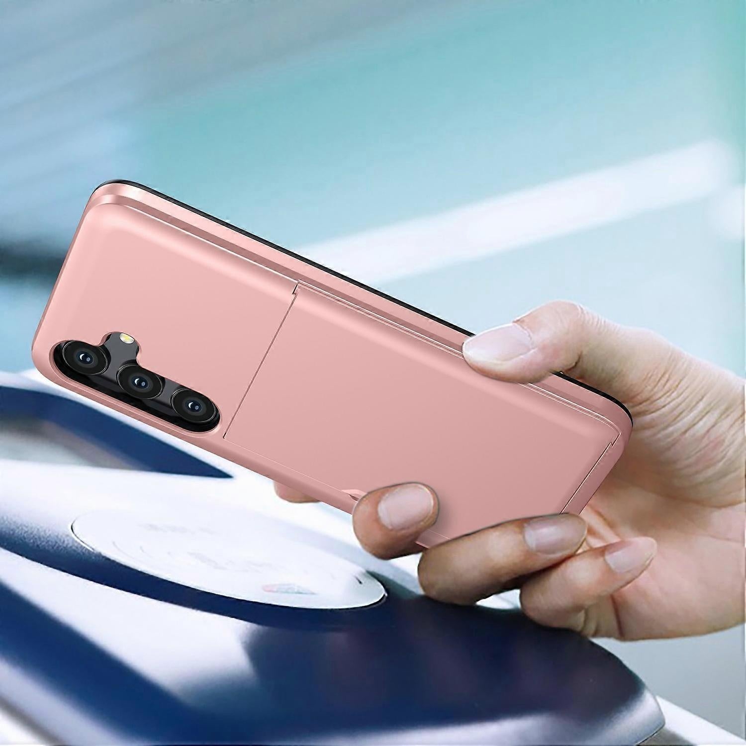 Hot Compatible with Samsung Galaxy A16 5G/4G Case with Card Holder TPU+PC Back Rose Gold - Image 4