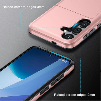 Hot Compatible with Samsung Galaxy A16 5G/4G Case with Card Holder TPU+PC Back Rose Gold - Image 5