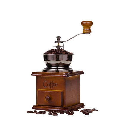 Wooden Coffee Grinder Vintage Antique Ceramic Hand Cranked Coffee Grinder with Retro Style Wooden Coffee Grinder-tfrf - Image 2