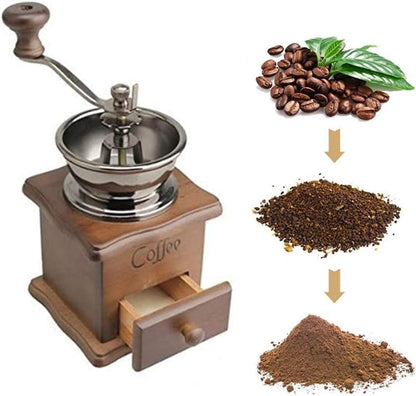 Wooden Coffee Grinder Vintage Antique Ceramic Hand Cranked Coffee Grinder with Retro Style Wooden Coffee Grinder-tfrf - Image 3