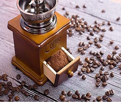 Wooden Coffee Grinder Vintage Antique Ceramic Hand Cranked Coffee Grinder with Retro Style Wooden Coffee Grinder-tfrf - Image 4