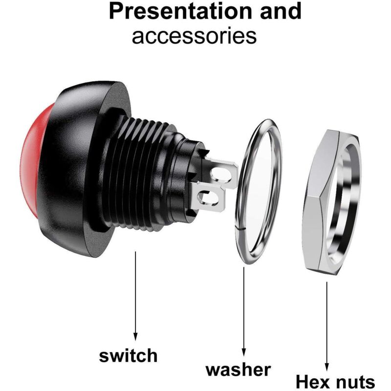 12mm Waterproof Momentary Push Button Switch SPST ON/OFF 12pcs 3A/3V-5V-9V-12V-24V-230VAC Round for Car Horn PC Table Lamp Home Doorbell - Image 3