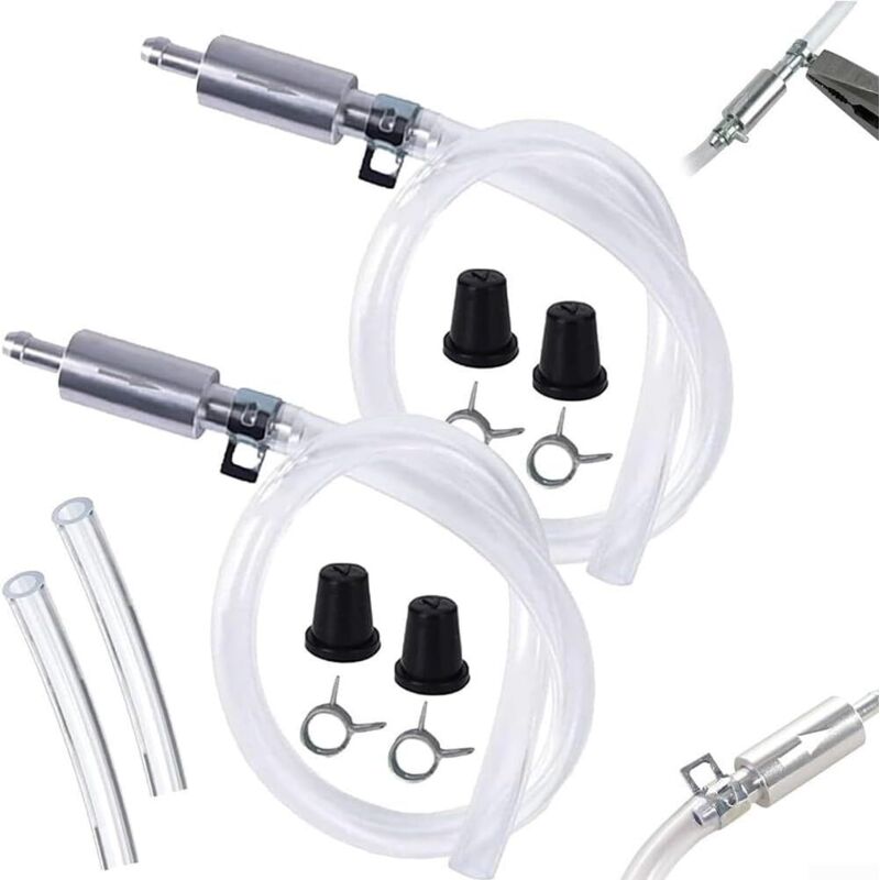 Professional Brake Bleed Tool Set with Check Valve and Metal Hose Clamps for Vehicle Hydraulic Brake System Service Kit Silver