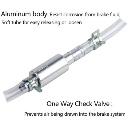 Professional Brake Bleed Tool Set with Check Valve and Metal Hose Clamps for Vehicle Hydraulic Brake System Service Kit Silver - Image 2