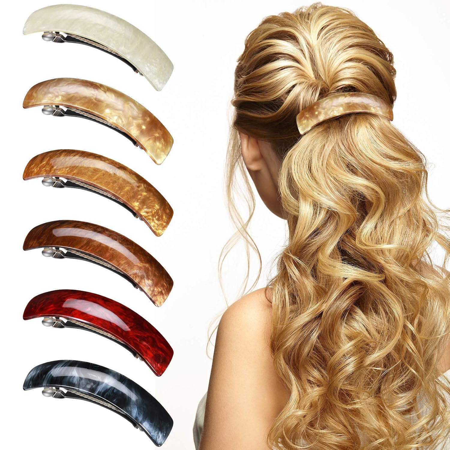 pcs Hair Clips for Women Hair Clips Hair Accessories Large French Hairpins Retro Hair Clip, 6 Colors (Classic Pattern)