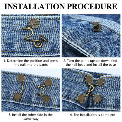 Jeans Waist Adjustment Set, No Stitching, Removable Trouser Buttons, Jeans Waist Buckle, Jeans Tightening Buckle for Waist Adjustment{EE} - Image 2