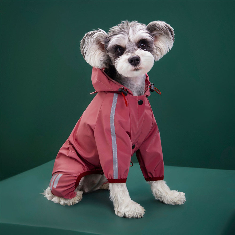 Dog Rainwear Raincoat Pet Hood Waterproof Jacket Clothing pink L - Image 4