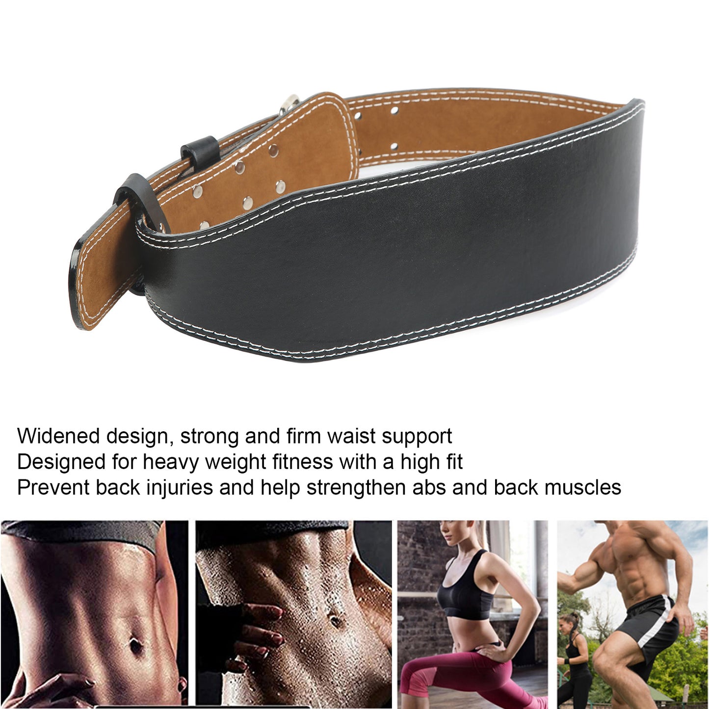Weight belt for weightlifting, wide sports belt for waist support, fitness belt for rowing, squats, deadlifts, black - Image 7