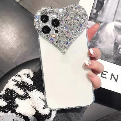 Compatible iPhone 15 Pro Max Case for Women and Girls, Luxury Bling Rhinestone 3D Diamond Love Case, Cute Pink Glitter, Sparkly Protective Case - Image 2