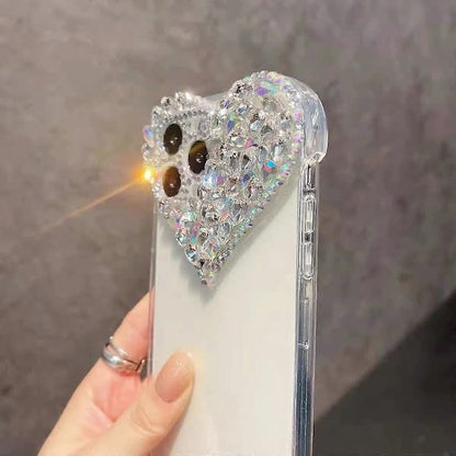 Compatible iPhone 15 Pro Max Case for Women and Girls, Luxury Bling Rhinestone 3D Diamond Love Case, Cute Pink Glitter, Sparkly Protective Case - Image 3