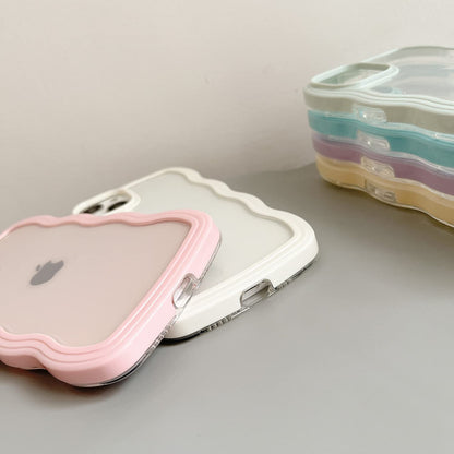 Transparent Cute Curly Simple Wavy Case, Aesthetic Design Bumper, Soft TPU for iPhone 14 Pro Max-White - Image 3