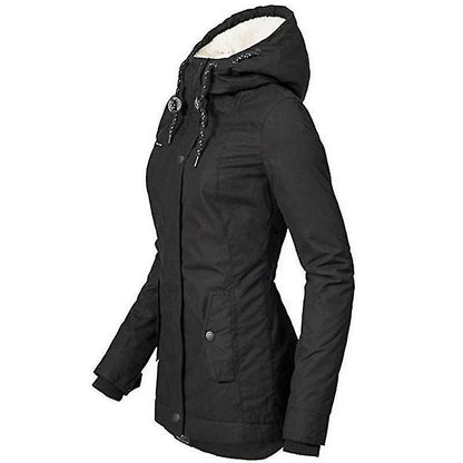 Waterproof Warm Winter Jacket with Hood, Thick Fleece Lined Cotton Jacket for Women - yujia Black XXXXL - Image 4