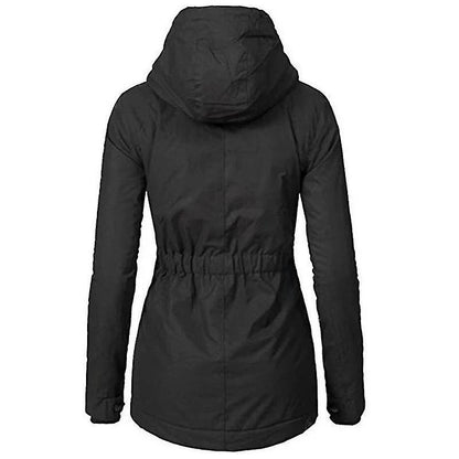 Waterproof Warm Winter Jacket with Hood, Thick Fleece Lined Cotton Jacket for Women - yujia Black XXXXL - Image 5