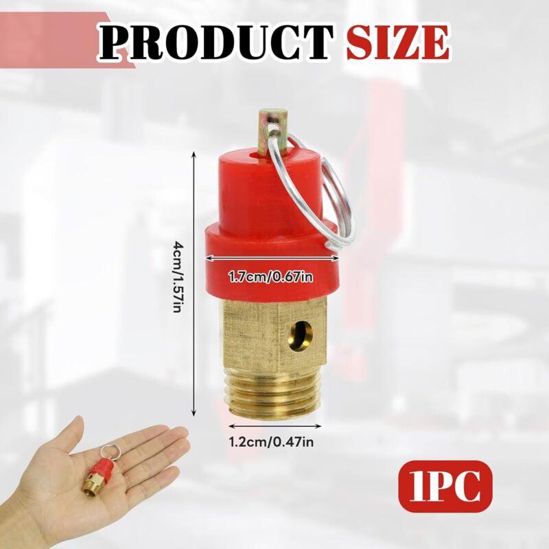 Air Compressor Safety Valve G1/4 Male Connector 115 PSI Set Pressure Red Capsule Compressor Air Pressure Safety Valve 1pc - Image 2