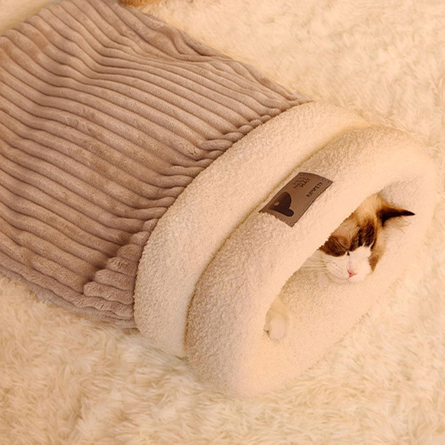Sleeping Bag for Cat, Warm Pet Bed, Washable Cozy Cave for Cats gray L 34 x W 20 x H 20 cm - Image 2