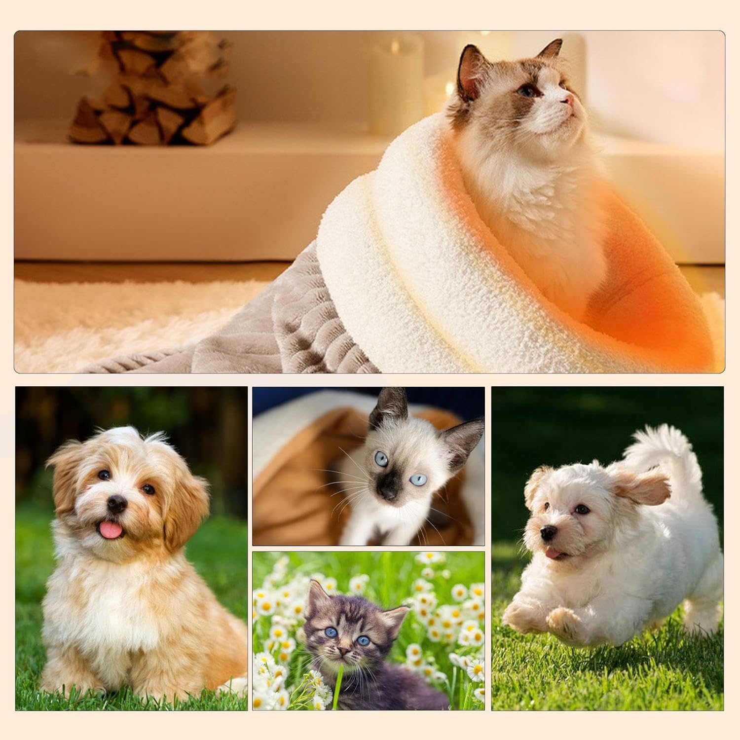 Sleeping Bag for Cat, Warm Pet Bed, Washable Cozy Cave for Cats gray L 34 x W 20 x H 20 cm - Image 4