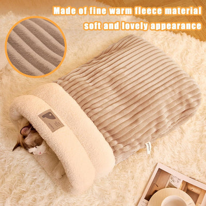 Sleeping Bag for Cat, Warm Pet Bed, Washable Cozy Cave for Cats gray L 34 x W 20 x H 20 cm - Image 5