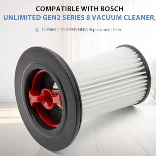 Bosch Unlimited Gen2 Series 8 Vacuum Cleaner Replacement Filter 2-Pack Compatible with BKS8214W BSS825ALL BSS81POW1 BBS8214PET Parts 12036642 12023349 - Image 2