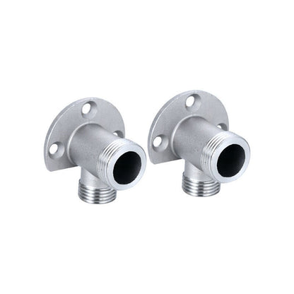 Installation kit for connecting hose to exposed tap. Outdoor shower system thermostatic mixer conversion built into the surface