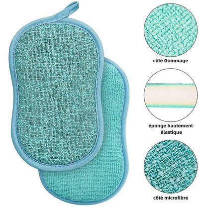 Reusable Microfiber Antibacterial Washable Dishwashing Sponges Scouring Pads Double Sponge for Non-Stick Pans Pots (4pcs Sponges) - Image 4