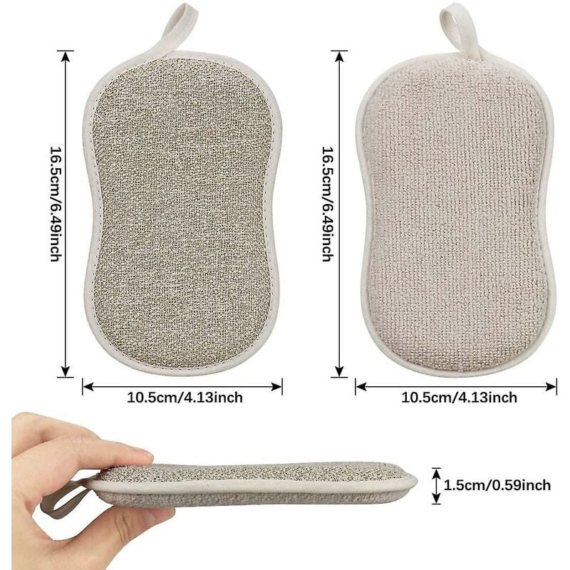 Reusable Microfiber Antibacterial Washable Dishwashing Sponges Scouring Pads Double Sponge for Non-Stick Pans Pots (4pcs Sponges) - Image 5