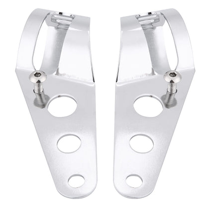 35-43mm Motorcycle Headlight Mount Bracket Fork Tube Clamp Kit Chrome for Chopper Cafe Racer