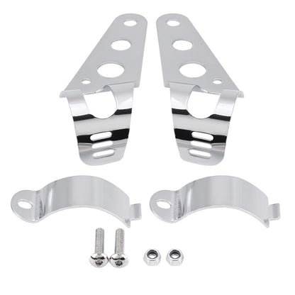 35-43mm Motorcycle Headlight Mount Bracket Fork Tube Clamp Kit Chrome for Chopper Cafe Racer - Image 2