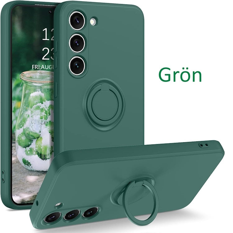 Samsung S23 - Choose Color Silicone Case Magnetic Ring Holder Green Green Green Green Green - Image 2