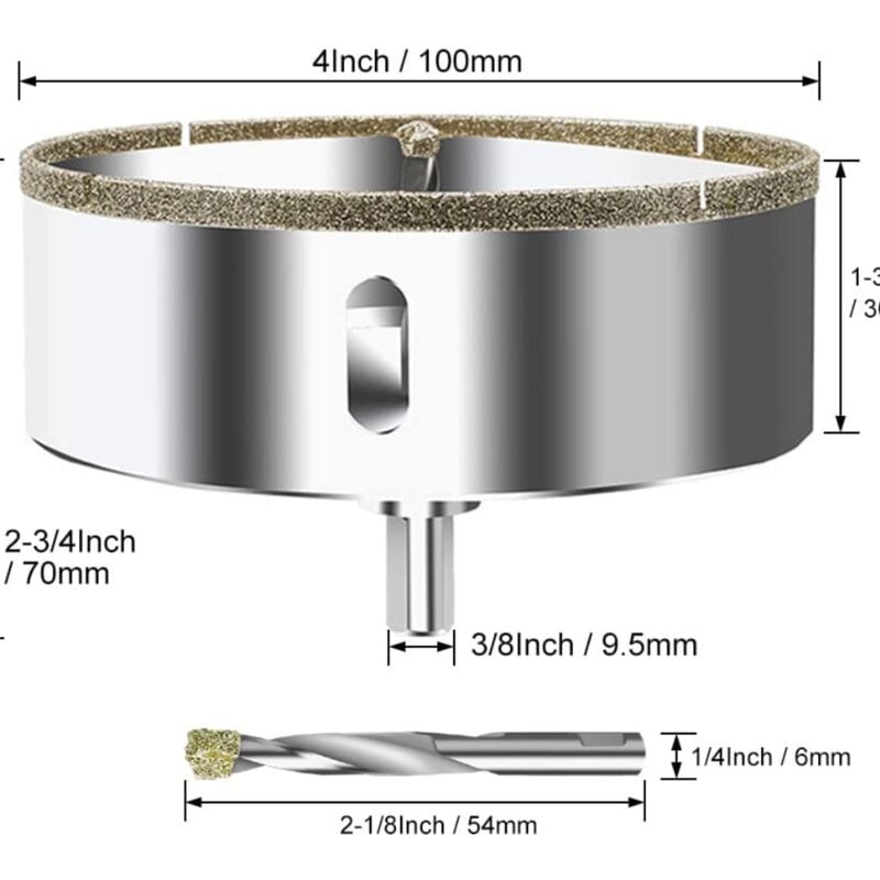 100mm Diamond Hole Saw with Centering Drill, Tile Hole Saw a - Image 2