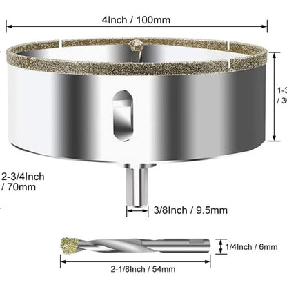 100mm Diamond Hole Saw with Centering Drill, Tile Hole Saw a - Image 2