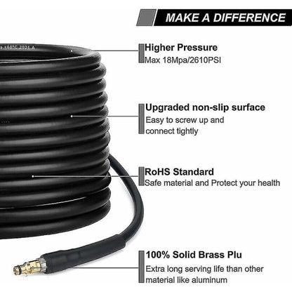 Hose for Kärcher K2 K3 K4 K5 K6 K7 high pressure washer - 10m - Quick connect hose with brass nozzles 10M-yux 10M - Image 4