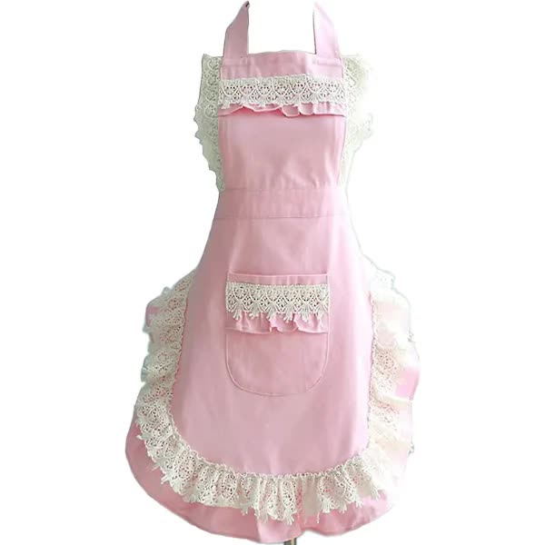 /NN/Adjustable Waterproof Apron Kitchen Cooking Apron for Women with Pockets (Pink)