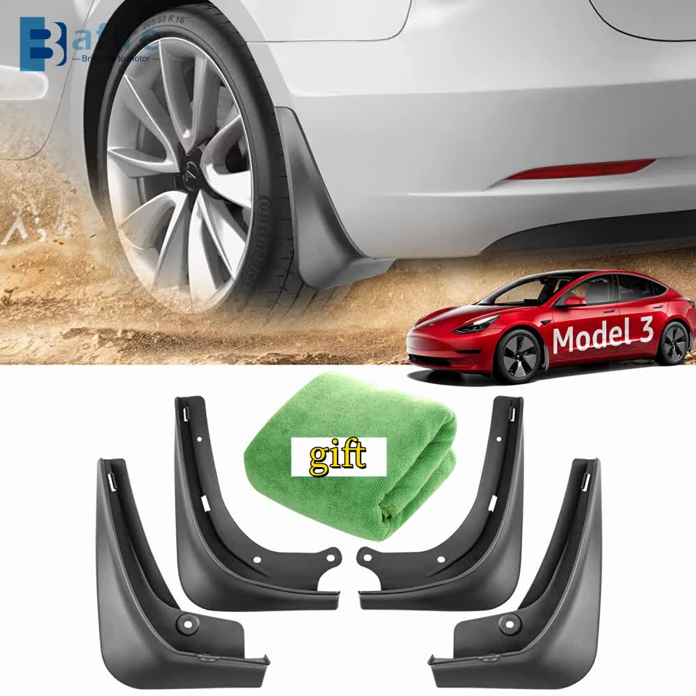 pcs Mudguards for Tesla Model 3 Front Rear Mudguard Fender Kit White Model 3_tfrf White Model 3 - Image 2