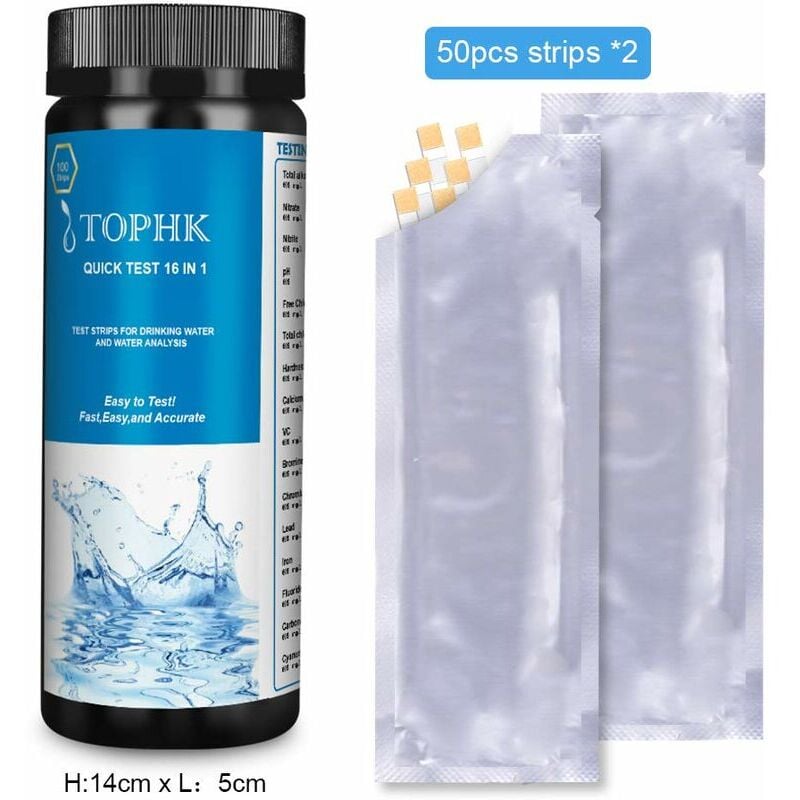 Drinking Water Test Kit 16 in 1 Drinking Water Test Sticks Water Test Kit for Home Water Quality Testing Simple Quick Test - 100 pcs - Image 2