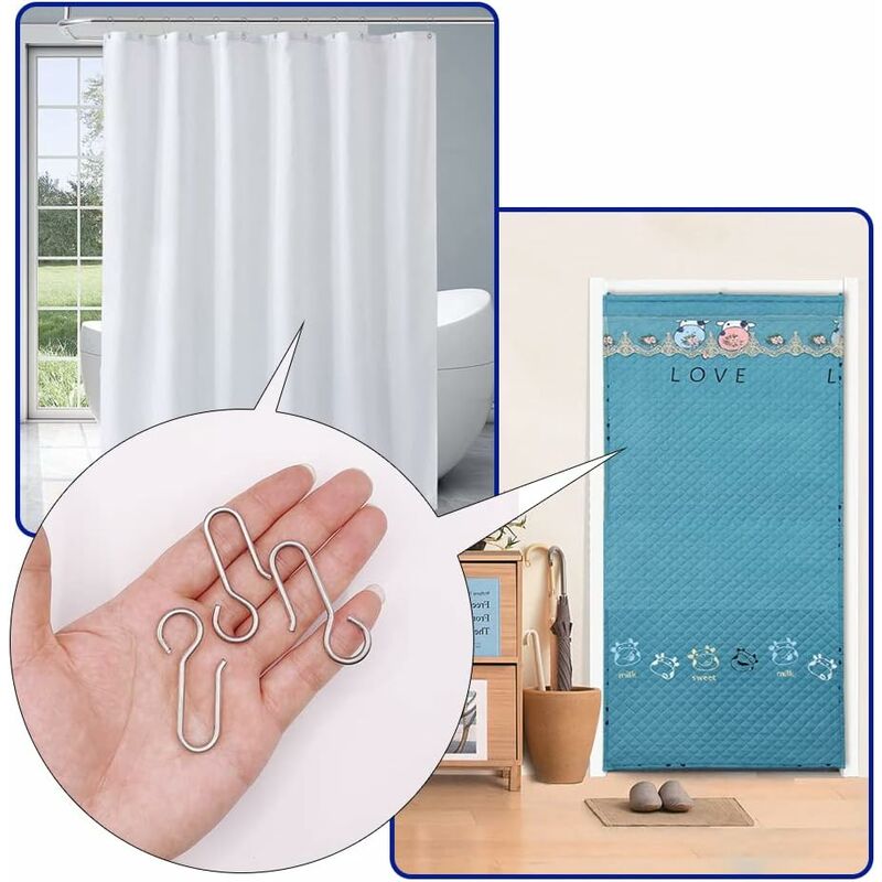 Curtain Clips, 40 Pieces Curtain Rail Hooks, Heavy Duty Zinc Curtain Hooks, for Door Curtains, etc. (50x2.5mm) - Image 4
