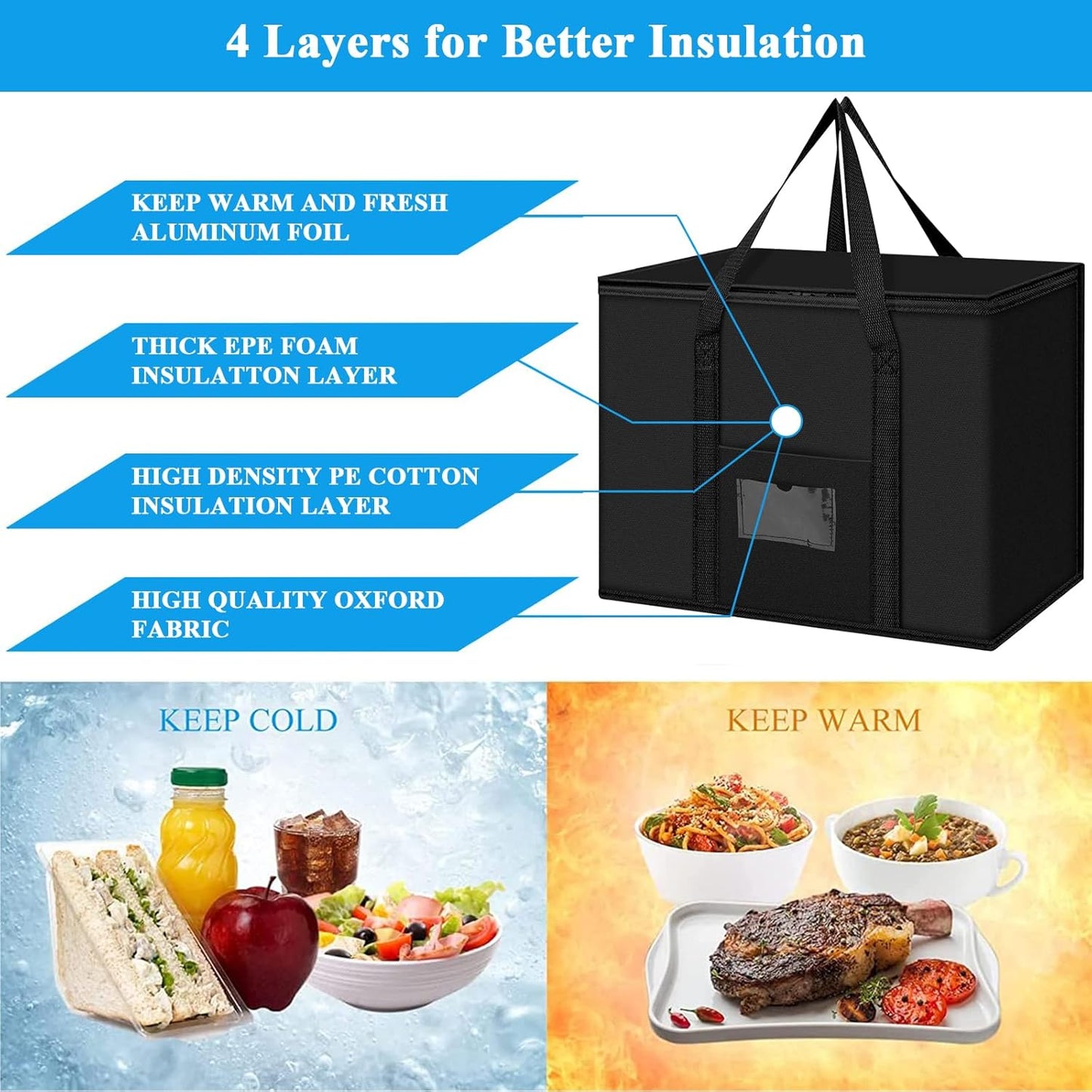 Soft Cooler Bag, 40L Large Cooler Bag, Grocery Bags, Picnic Bag, Thermal Food Delivery Bag, Insulated Bag, Cooler Bag_yux - Image 2
