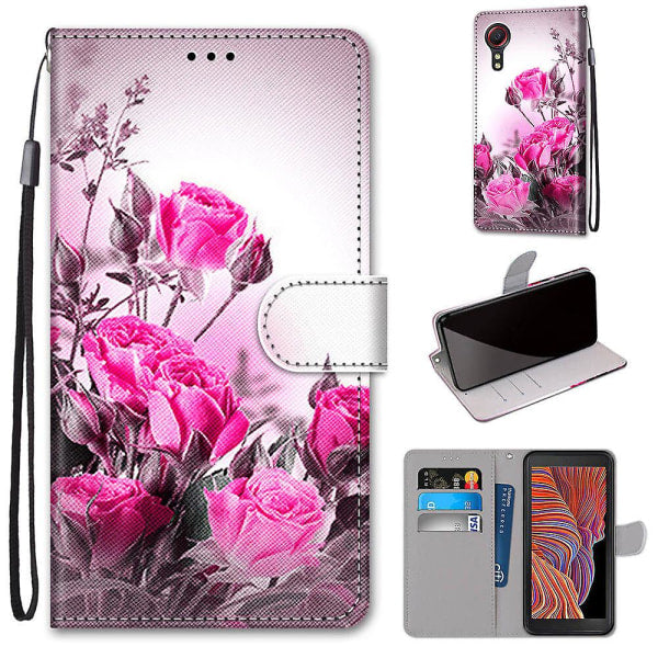 Case Compatible with Samsung Galaxy Xcover 5 Case Magnetic Card Slots Creative Rose Flower Pattern Case Coque_max - Image 2