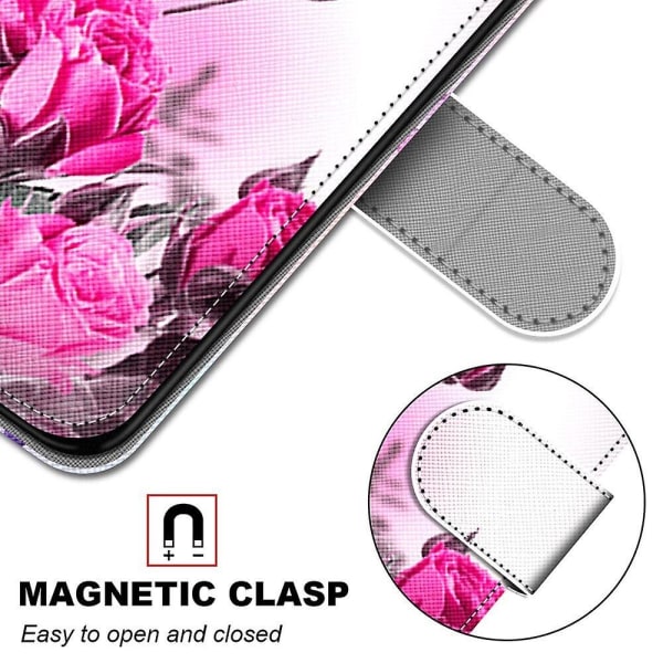 Case Compatible with Samsung Galaxy Xcover 5 Case Magnetic Card Slots Creative Rose Flower Pattern Case Coque_max - Image 4