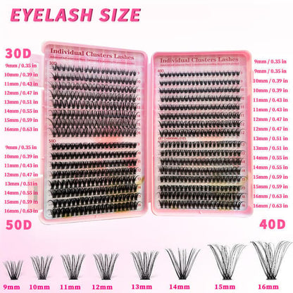 Individual False Eyelashes, Pre-made Cluster Lashes, Eyelash Extension Kit with D-curl for Beginners (30+40+50D)_tfrf - Image 2