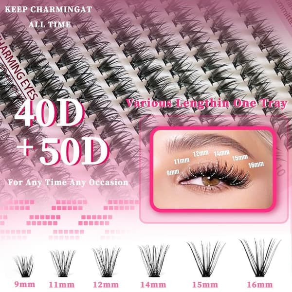 Individual False Eyelashes, Pre-made Cluster Lashes, Eyelash Extension Kit with D-curl for Beginners (30+40+50D)_tfrf - Image 4