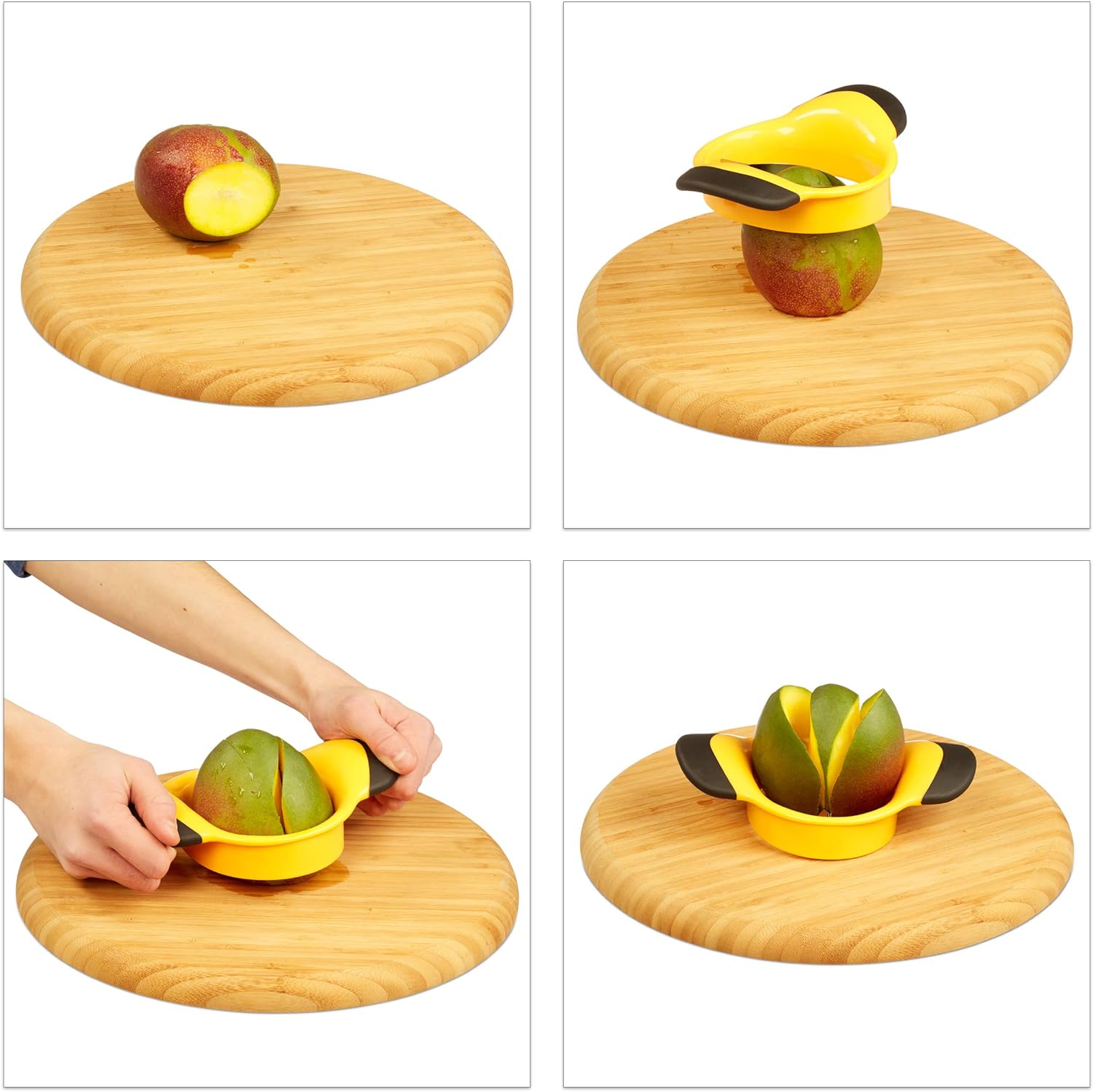 Mango Slicer, Split & Core Mangoes, Non-Slip Handles, Stainless Steel Blade, Slicer, Black-Yellow_yux - Image 6