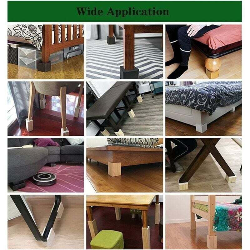 4-pack Furniture Risers Wooden Furniture Risers, Desk and Bed Risers Furniture Lifting Feet Legs up to for Desk Table Bed (Size: 5x5x5cm).. - Image 2