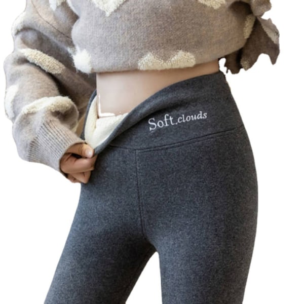 Women's Winter Sherpa Fleece Lined Leggings Thermal Warm Pants Stretchy Thick Soft Light Grey 3XL - Image 3