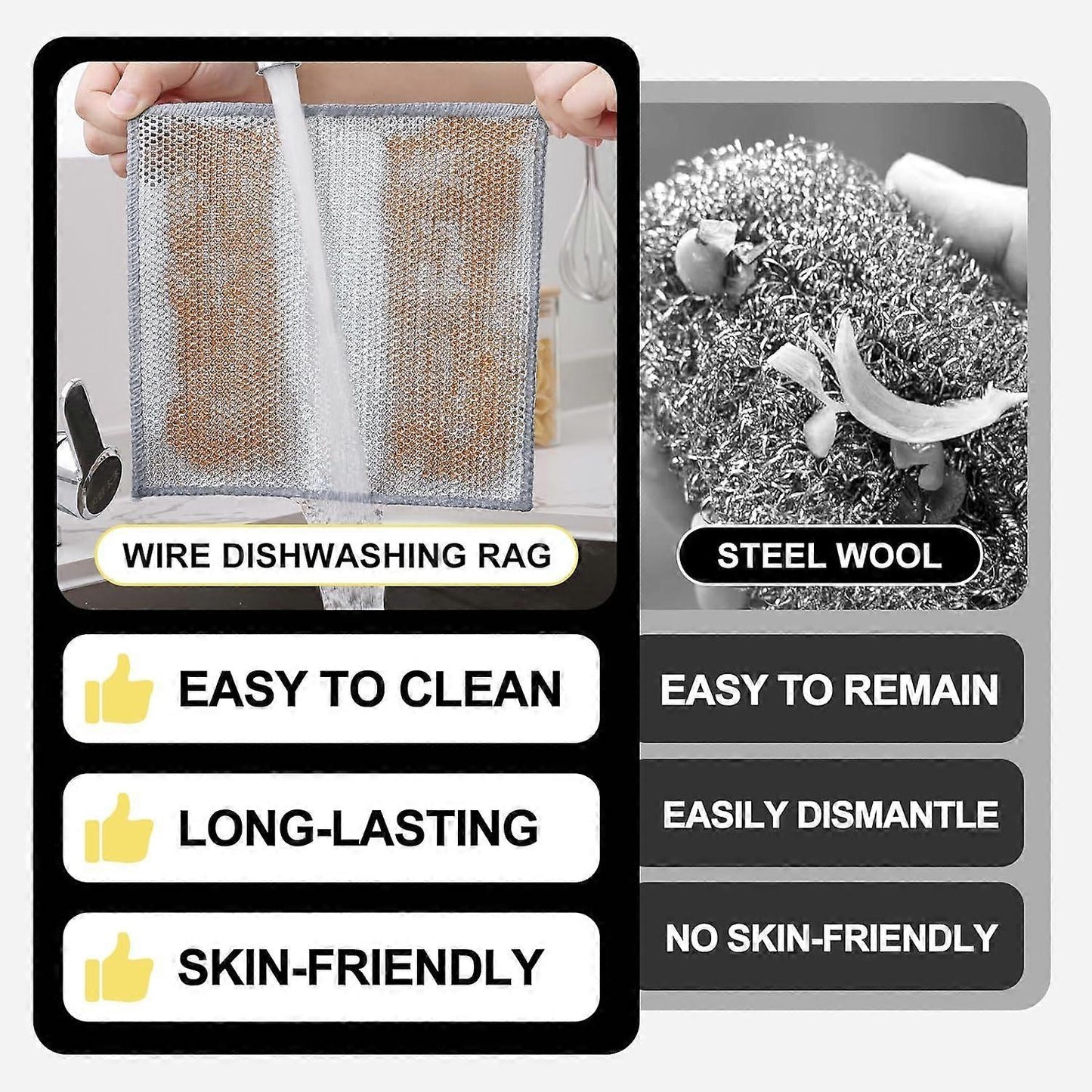 2025 Latest Model 6-Pack Multifunctional Steel Wire Dish Cloths, Double Layer - Image 5