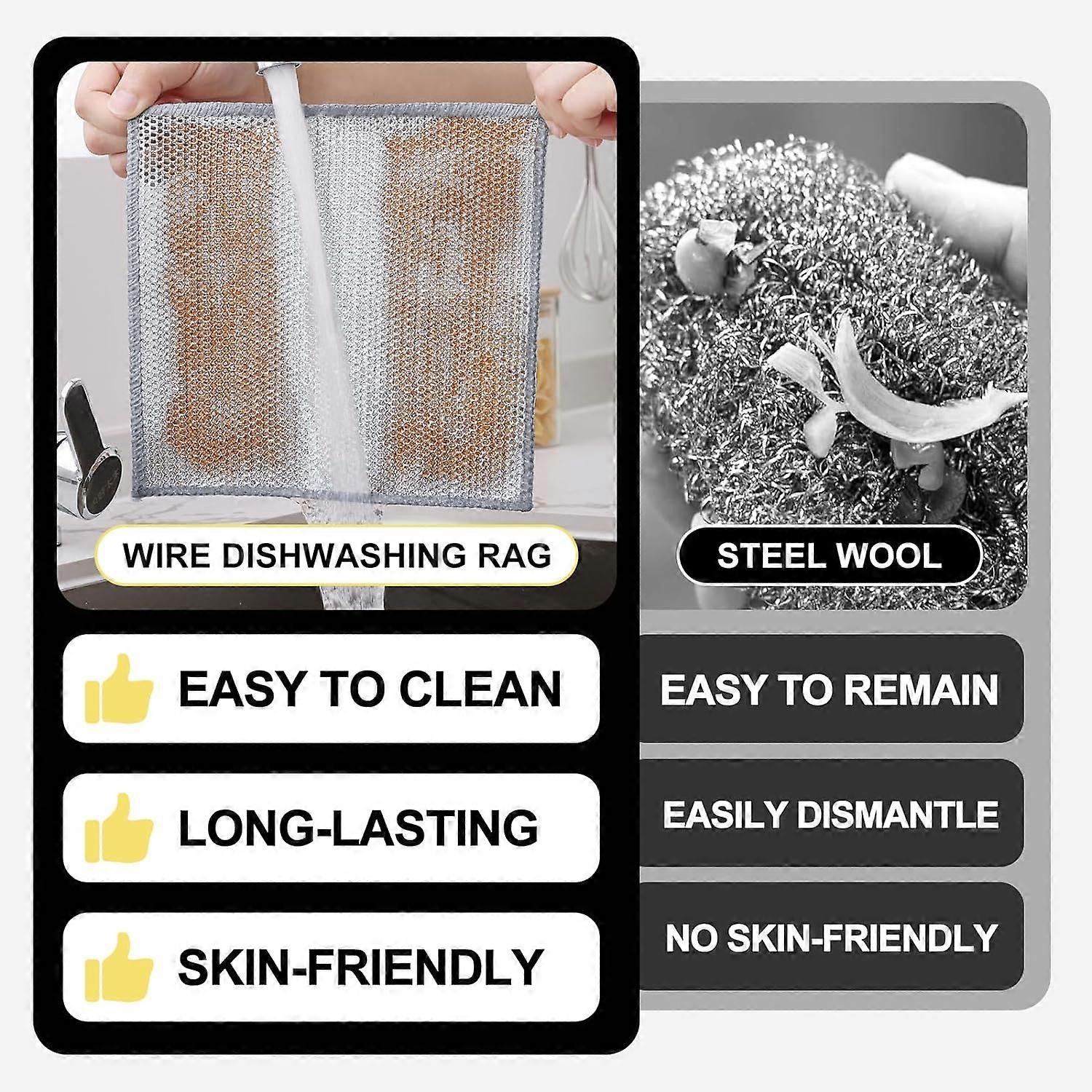 2025 Latest Model 6-Pack Multifunctional Steel Wire Dish Cloths, Double Layer - Image 5